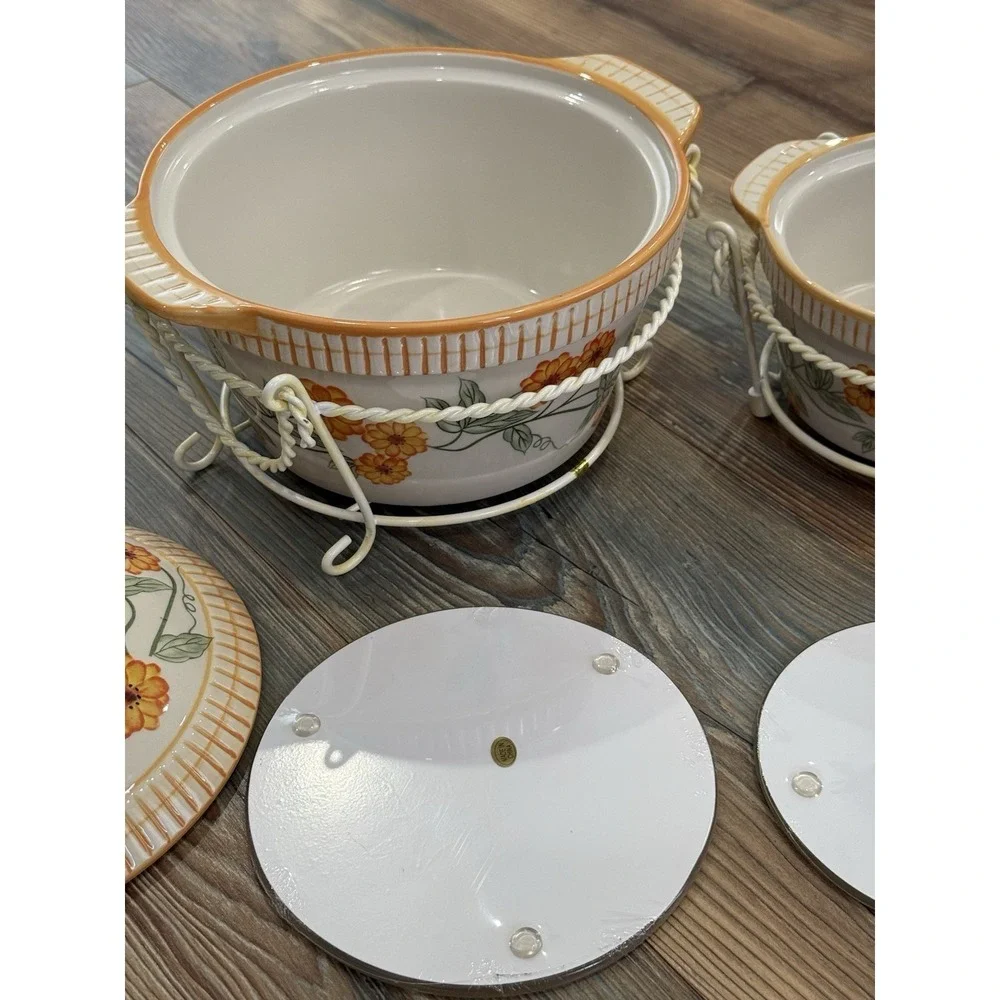 Temp-Tations Presentable Ovenware  by Tara bowls, Trivets, Covers  Old World Set
